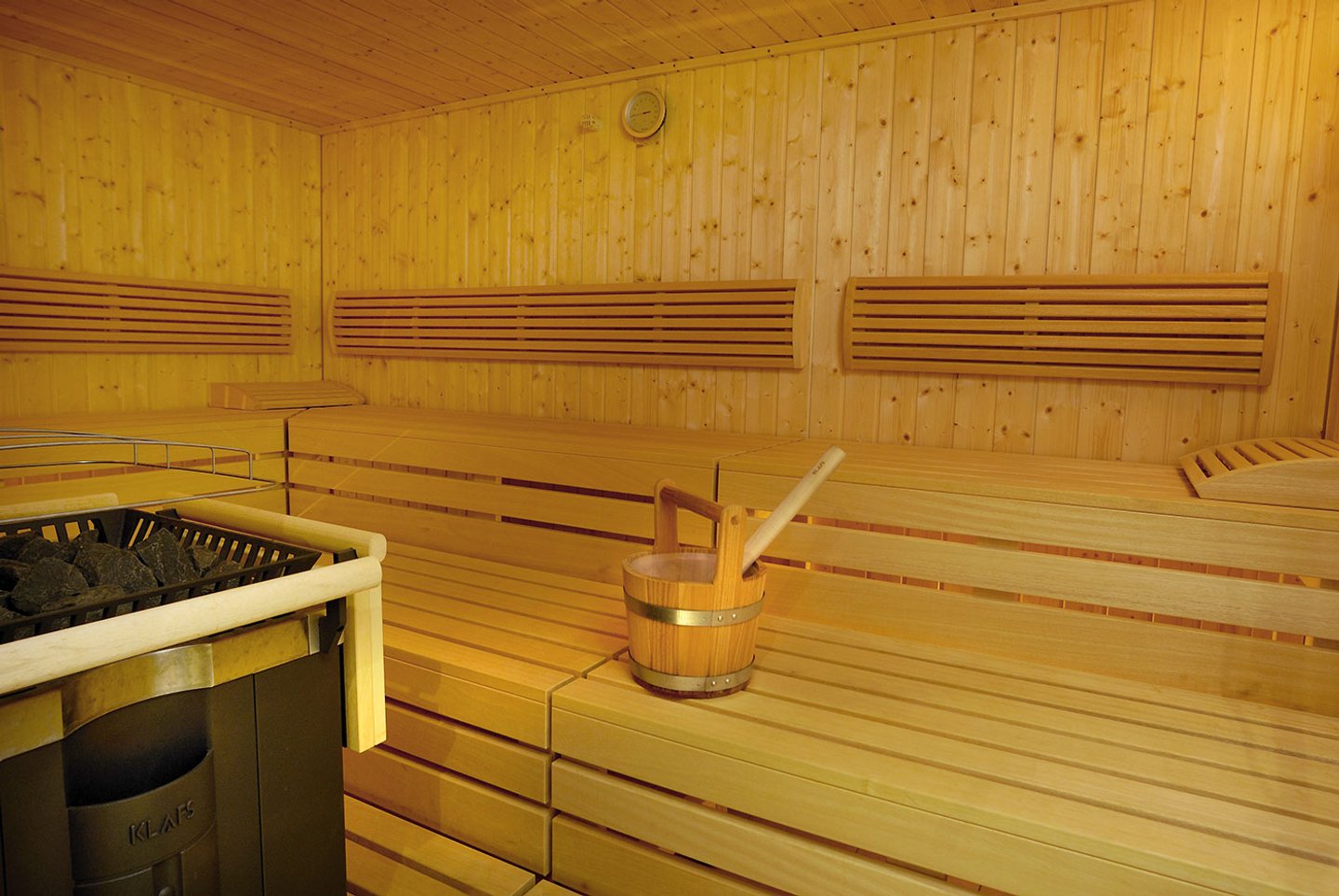 Finnische Sauna im Wellnessbereich des Hotel Dorfblick